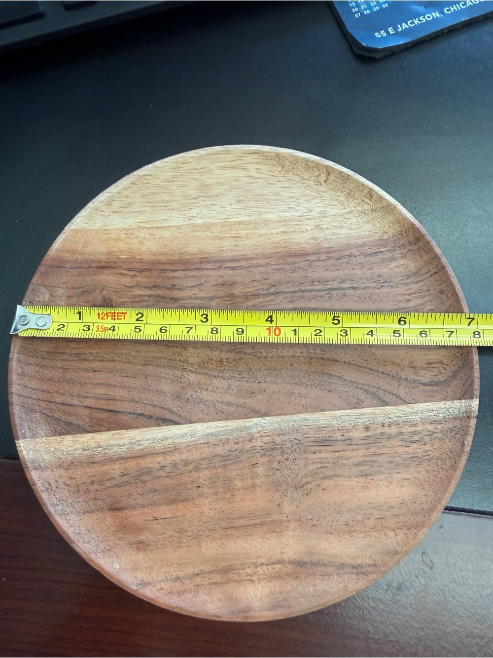 Round Acacia Wood Serving Plate - Natural Brown